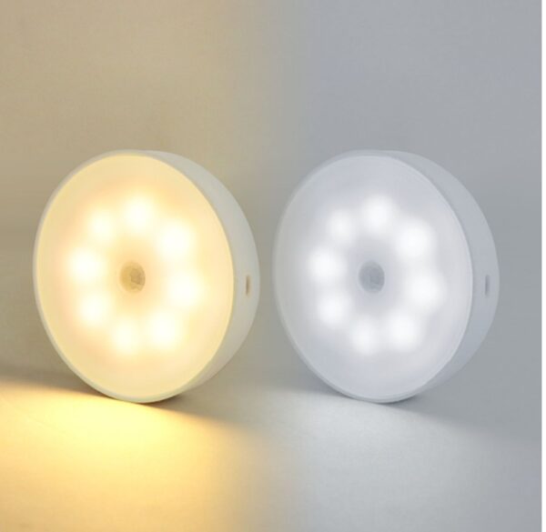 Usb Rechargeable Motion Sensor Light Round Wireless LED Puck Light Kichen Cabinet Lighting Motion Sensor Lamp Night Light - Image 9