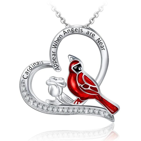 Creative Heart Shaped Cardinal Pendant Necklace, Exquisite Party Commemorative Accessory Gift Jewelry Anniversary Party Gifts, Valentine's Day Gift - Image 5