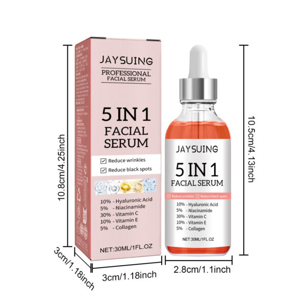 5 In 1 Facial Serum,30 Vitamin C Face Serum,Anti Aging Reduces Wrinkles Hydrating Collagen Facial Serum With Niacinamide,,Hyaluronic Acid, Vitamin E - Image 6