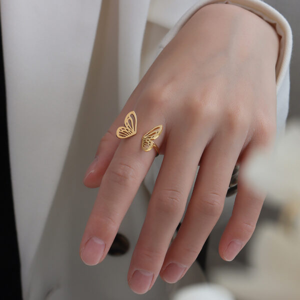 Personality Fashion Normcore Style Hollow Butterfly Ring - Image 7