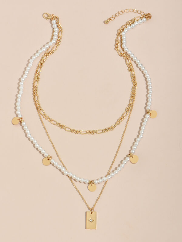 Imitation Pearl Beaded Chain Necklace - Image 6