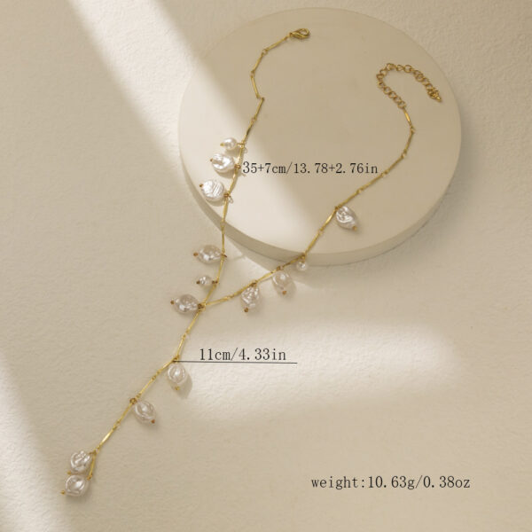 Creative Chain Stitching Pearl Pendant Necklace - Image 6