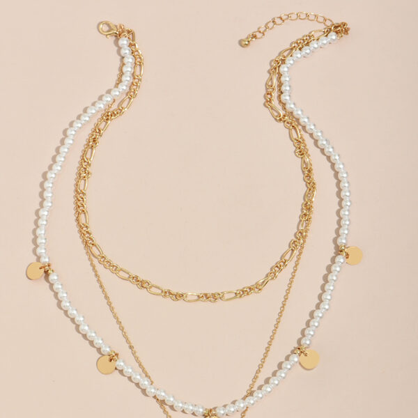 Imitation Pearl Beaded Chain Necklace - Image 2