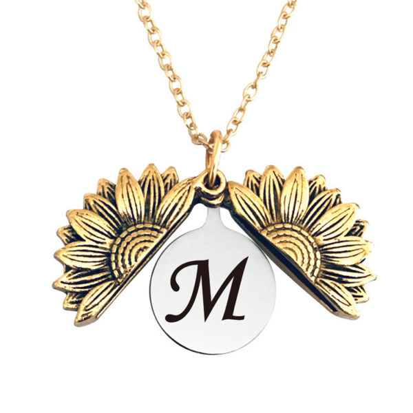 Vintage Gold Double  Sunflower Necklace - Image 2